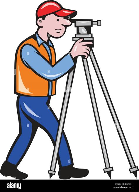 Surveyor Geodetic Engineer Theodolite Isolated Cartoon Stock Vector ...