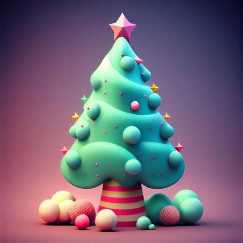 Rbol De Navidad Adornado Con Ornamentos D Render Ilustraci N