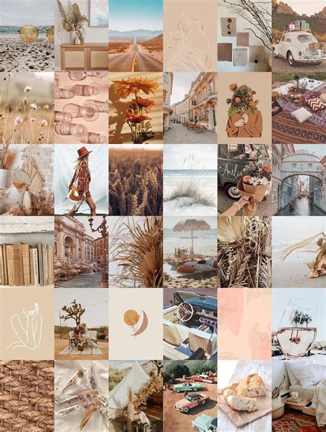 Photo Collage Kit Beige Aesthetic Boho Collage Kit Digital Etsy