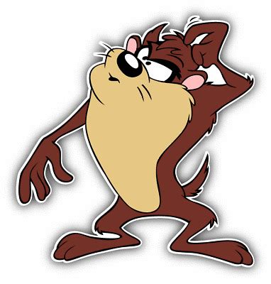 Taz Thinking Cartoon Car Bumper Sticker Decal X Ebay