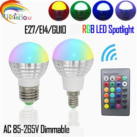 1PCS Rgb Bulb 110V 220V GU10 E27 E14 RGB Lampada 16 Color Magic LED