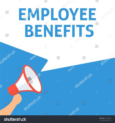 Employee Benefits Announcement Hand Holding Megaphone Stock Vector