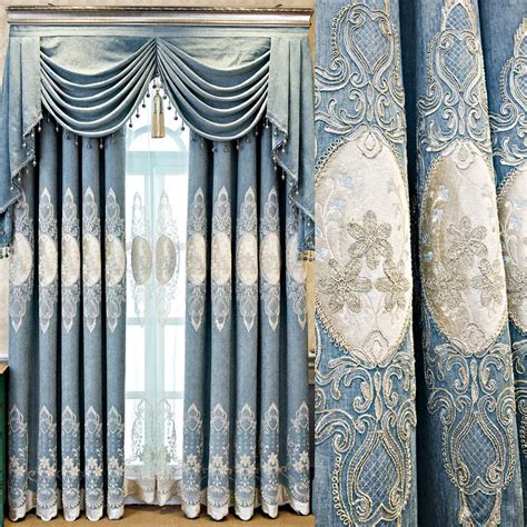 Cortinas Gruesas De Chenilla Bordadas De Estilo Europeo Para Sala De