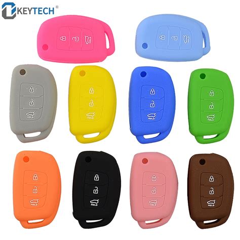 Okeytech Silicone Car Remote Flip Key Fob Shell Cover Case For Hyundai