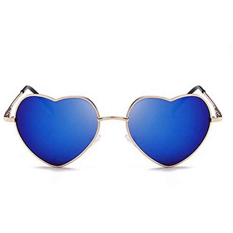 Getuscart Meyison Heart Shaped Sunglasses Thin Metal Frame Cute