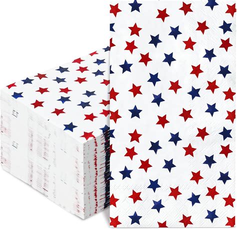 Amazon AnyDesign 100Pcs Patriotic Guest Napkins American Red Blue