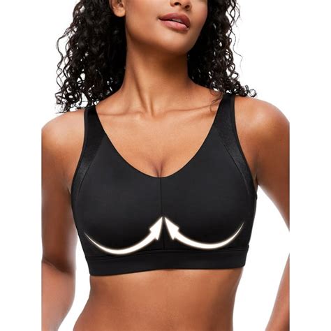 Deyllo Womens Minimizer Bra Non Padded Full Coverage Wireless Bra Black 34c