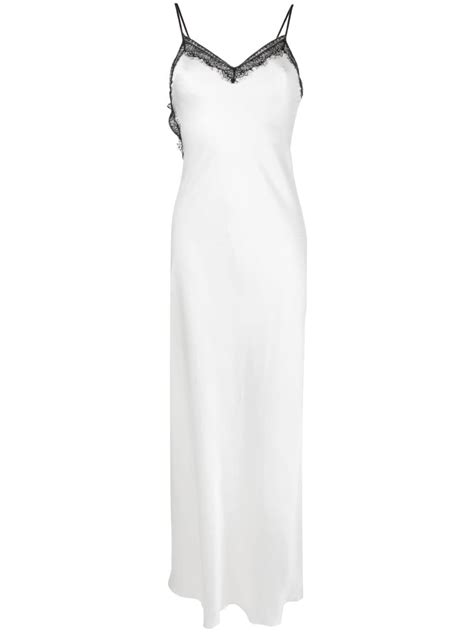 Alberta Ferretti Lace Trim Asymmetric Maxi Dress White Farfetch