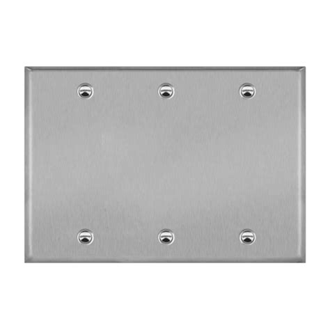 Blank Cover Three Gang Metal Wall Plate Enerlites