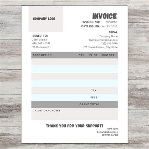 Fillable Invoice Template Editable Invoice Grey Invoice Template