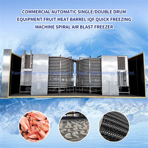 Hotsale Double Drum Spiral Type Iqf Freezing Tunnel Freezer Frozen Fish