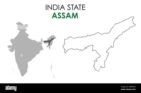 Assam Map Of Indian State Assam Map Vector Illustration Assam Vector