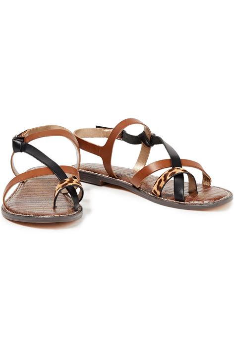 Sam Edelman Leather And Leopard Print Calf Hair Sandals The Outnet