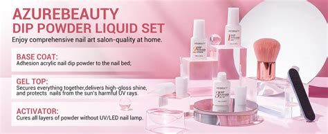Amazon AZUREBEAUTY Dip Powder Nail Kit Starter Nude Clear Pink Glitter Neutral Skin 4
