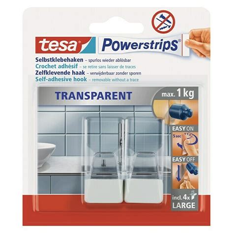 Tesa Powerstrips Selbstklebehaken Rechteckig Gr E L Transparent