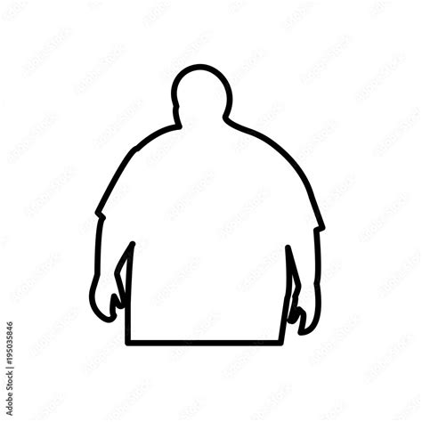 Fat Guy Silhouette Outline On White Background Stock Vector Adobe Stock