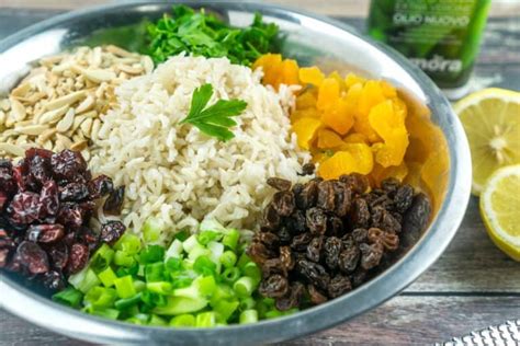 Vegan Brown Rice Salad With Nuts And Dried Fruit Babaganosh