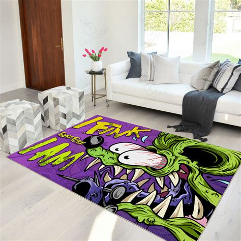 I Fink Rat Fink Rug Hot Rod Rug For Garage Bluefink