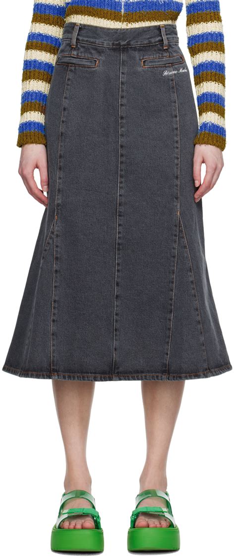 Kijun Gray Mermaid Denim Midi Skirt Kijun