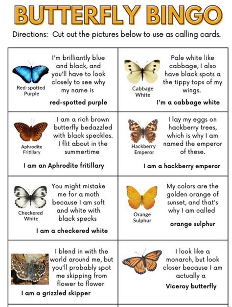 Butterfly Bingo Printable Game Instant Download With 25 Unique Playing ...