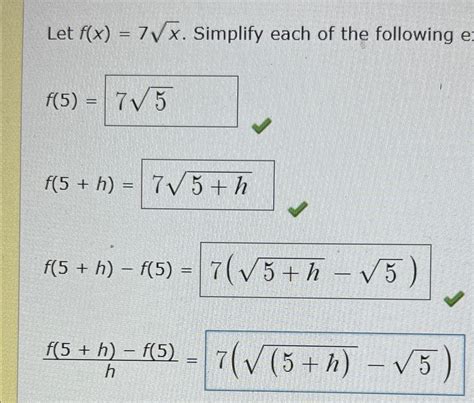 Solved Let F X 7x2 ﻿simplify Each Of The