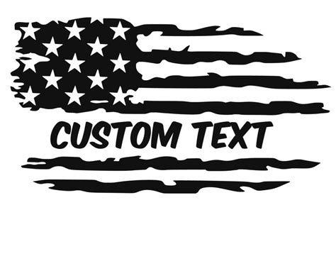 Custom Distressed American Flag Decal Custom Text Option Solid Color