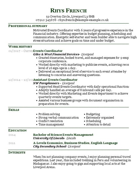 Event Coordinator Resume Template