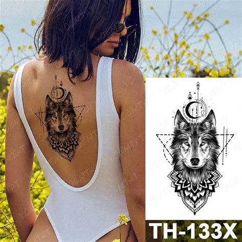 Black Roar Wild Lion Temporary Tattoo Sticker For Men Women Owl Forest Waterproof Fake Henna ...