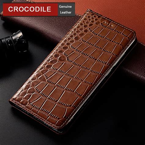 Funda de piel auténtica de cocodrilo para ZTE Blade A3 A5 A7 V5 V6