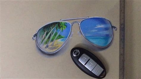 How To Draw Sunglasses 3d Drawing Tutorial Youtube