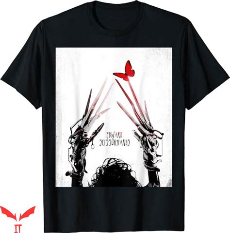 Edward Scissorhands T Shirt Red Butterfly Movie Poster Shirt