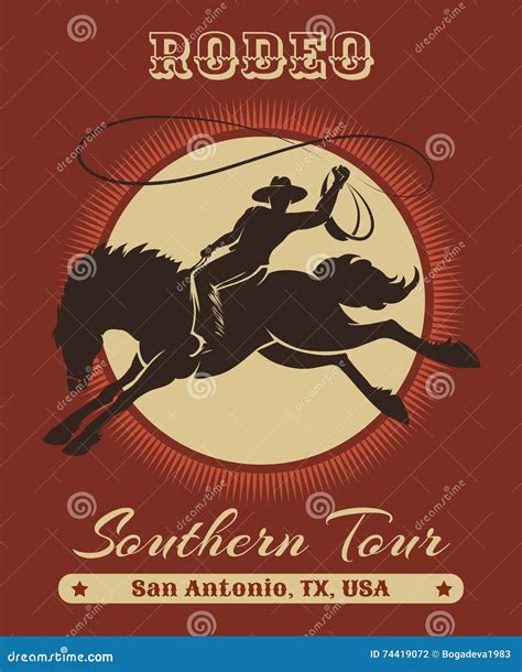 Rodeo Cowboy Poster Vektor Abbildung Illustration Von Rodeo 74419072