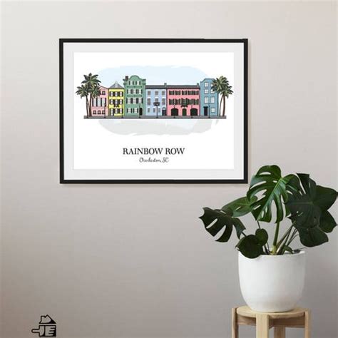 Rainbow Row Charleston Art Print Charleston SC Artwork - Etsy