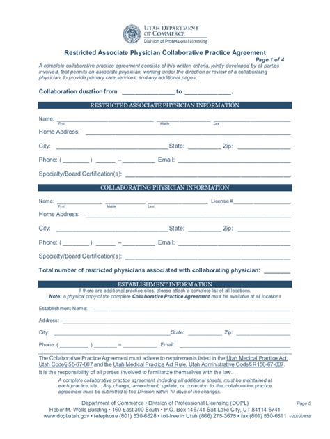 Fillable Online Dopl Utah Collaborative Practice Prescribing Agreement Template Fax Email