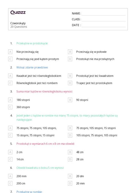 Ponad Pomiar K T W Arkuszy Roboczych Dla Klasa W Quizizz Darmowe