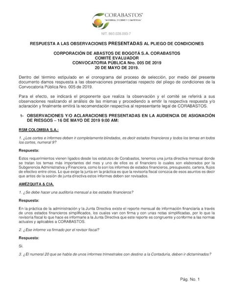 Pdf Respuesta A Las Observaciones Presentadas Al Pliego €¦ · 1