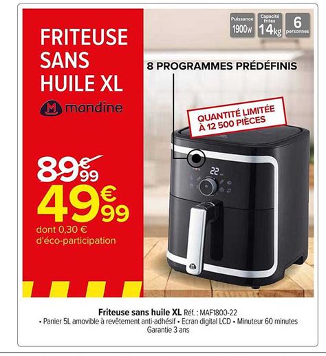 Promo Friteuse Sans Huile Xl Mandine Chez Carrefour Icatalogue Fr