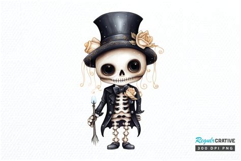 Cute Skeleton Halloween PNG Clipart