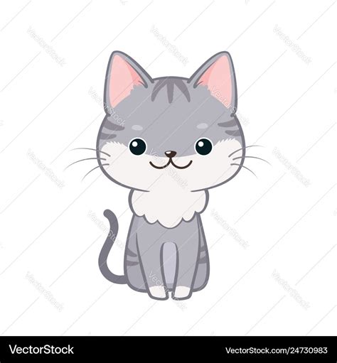 Cute Cartoon Cat Sitting And Smiling Royalty Free Vector