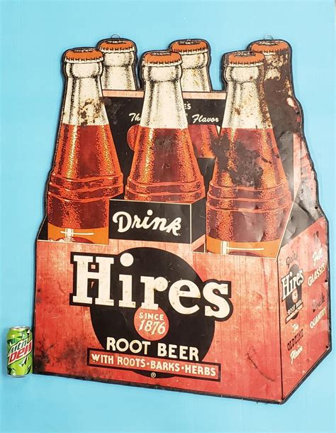 Large Rare Drink Hires Root Beer Die Cut Six Pack Sign