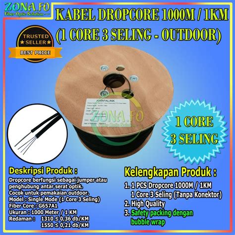 Promo Kabel Dropcore 1 Core 3 Seling 1km 1000m Wire Fiber Optic FO