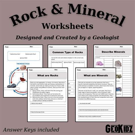 Rocks And Minerals STEM Education Worksheets For Interactive