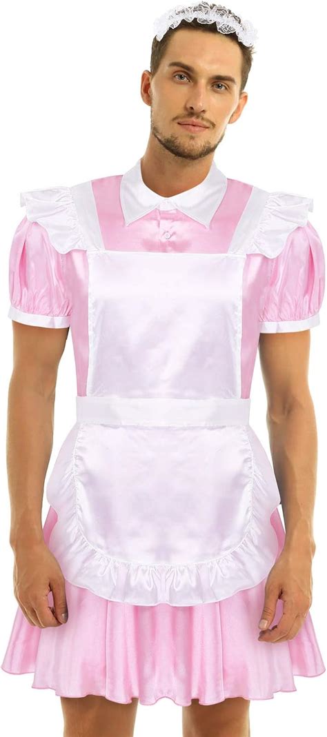 Yeahdor Mens Sissy French Maid Cosplay Uniform Cross