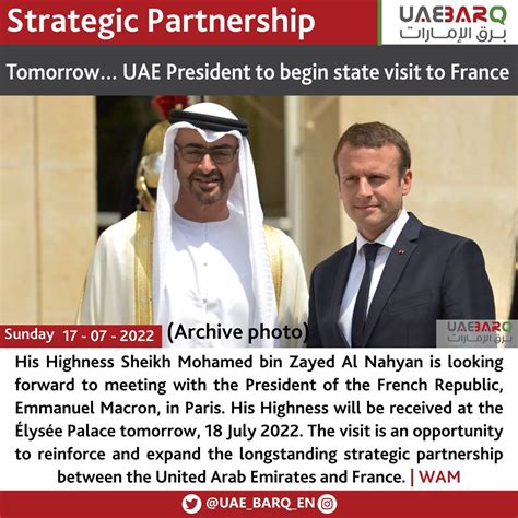 Uae Barq On Twitter Tomorrow Uaepresident To Begin State Visit To