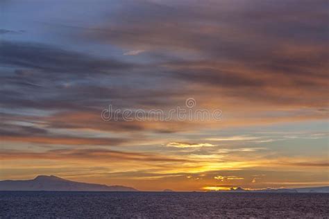 Midnight Sun Over Icebergs In Drake Passage Antarctica