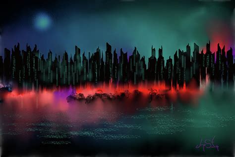 The Wicked City Digital Cityscape Digital Art By Joey Santiago Fine