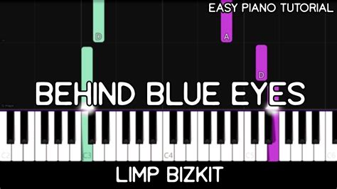 Limp Bizkit Behind Blue Eyes Easy Piano Tutorial Youtube