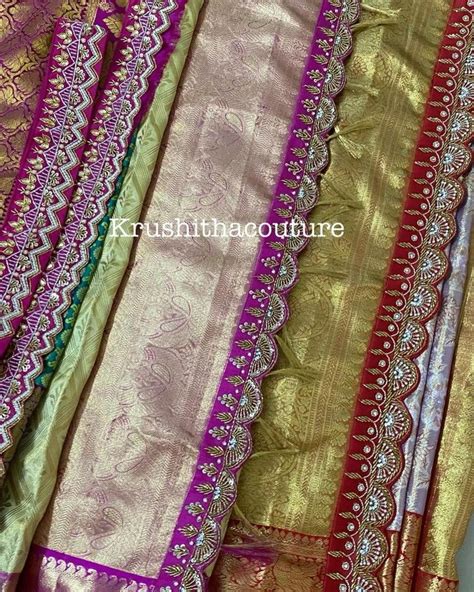 Embroidered Saree Pallu Design Bridal Silk Saree Border Design Krishne