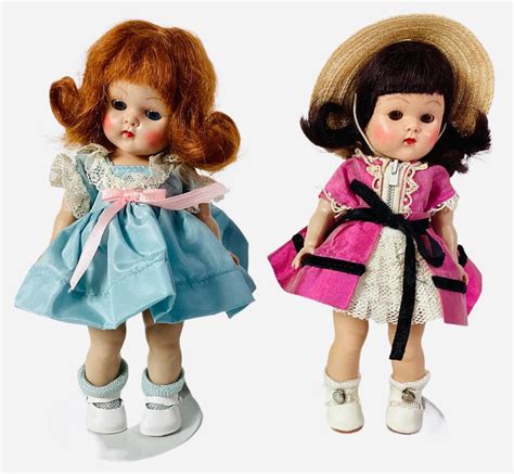 Lot Pair 8 Vogue Ginny Dolls 1950 1953 Afternoon From The Talon Zipper Series Hard Plastic