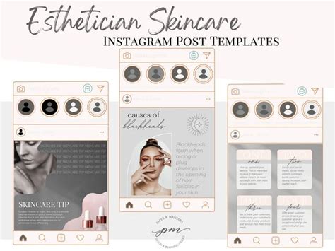 Esthetician Skincare Instagram Post Templates Editable Skincare Social